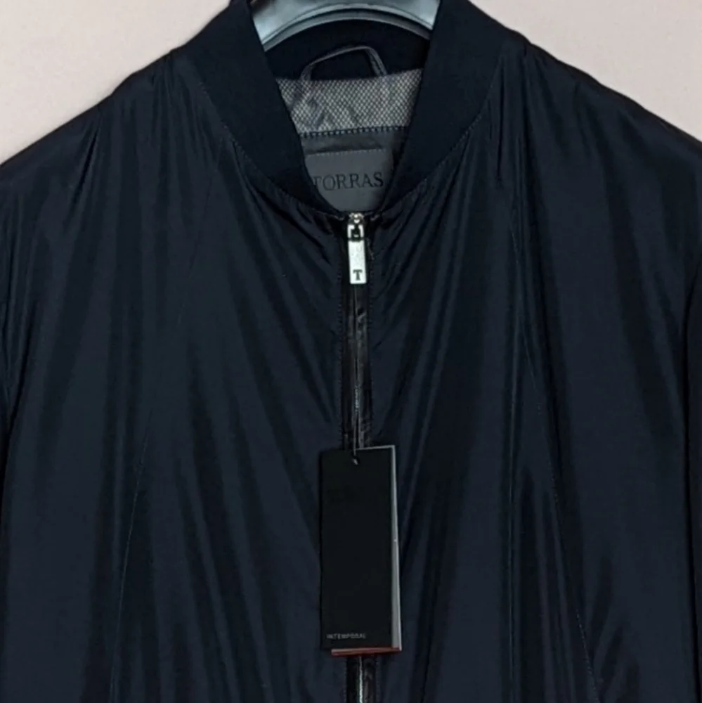 Torras Blue Mesh Lined Jacket with Lambskin Leather Trim size 46